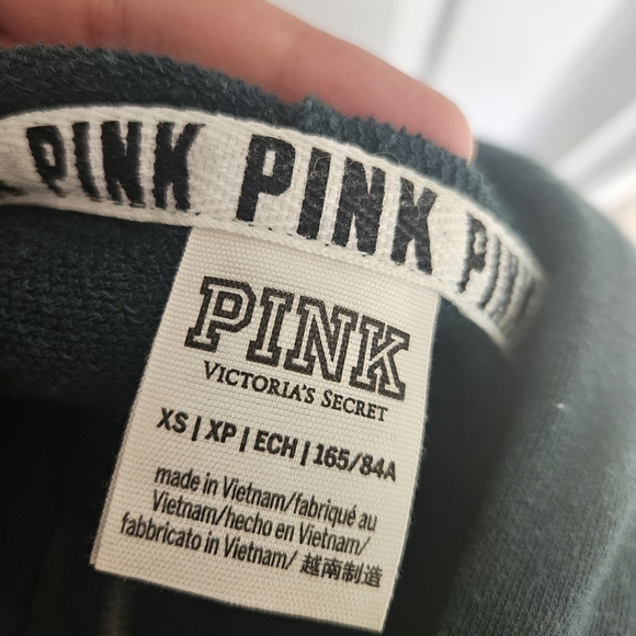 Green PINK Victoria's Secret Womens 3/4 Zip With Hood Sweater - Picture 4 of 5